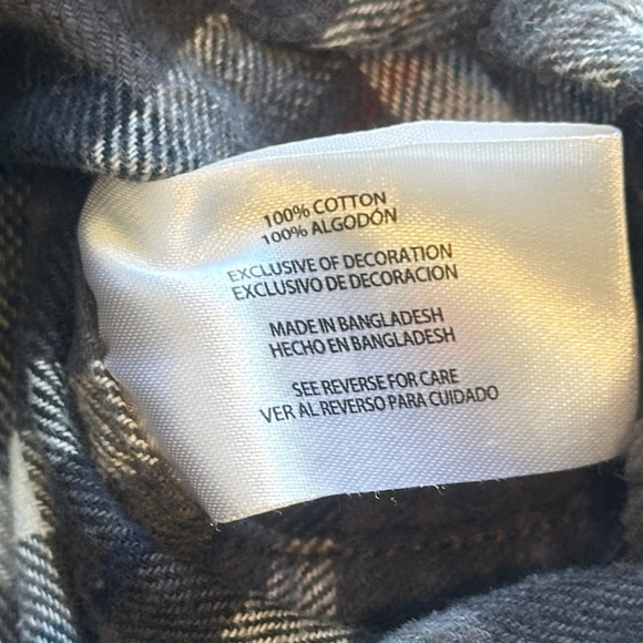 Woolrich Button Down Flannel Shirt Grey/Black/White Plaid Check Men’s Small - Picture 5 of 5